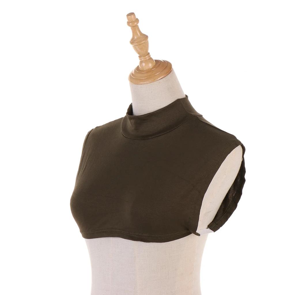 New Womens Muslim Modal Fake False Collar Islamic Hijab Extensions Turtleneck High Neck Cover Warmer Bright Solid Color Half Top