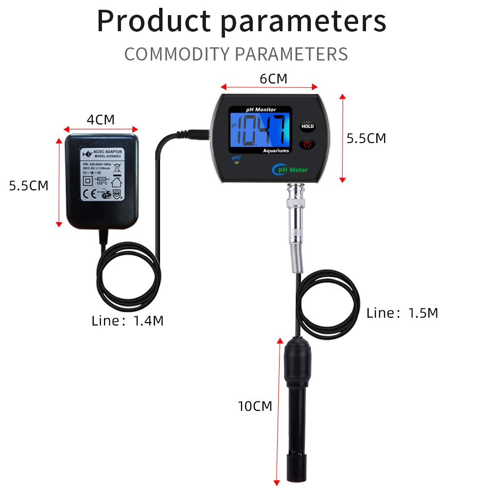 PH-990 Digital PH Meter Water Tester Multi-parameter Online Water Quality Monitor Tester For Aquarium Acidometer with EU Plug