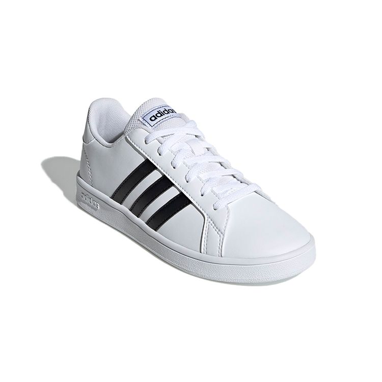 Adidas Grand Court J White Black Детские кроссовки Cloud-White Core-Black EF0103