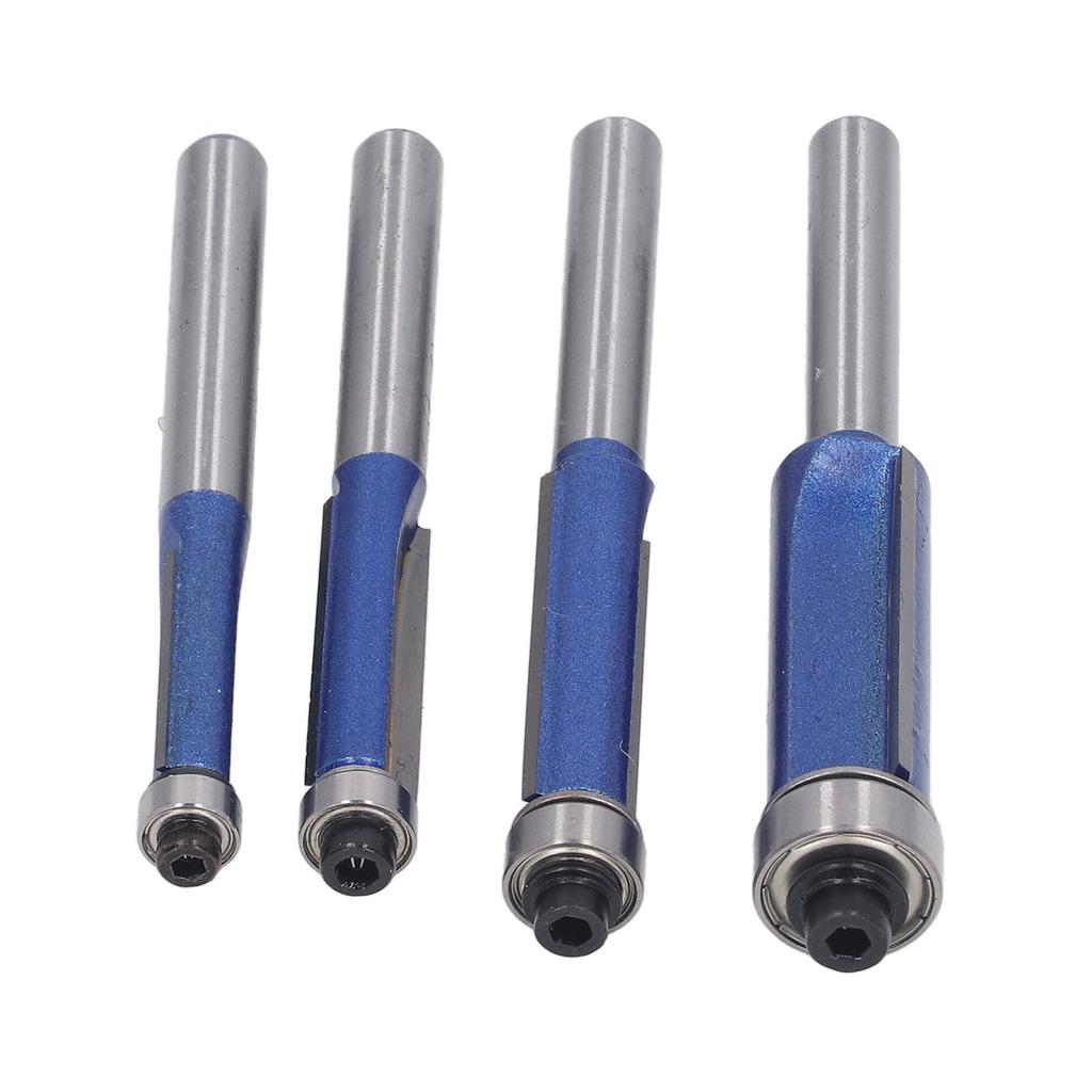 4 Pcs Flush Trim Router Bit 1 4 Shank Tungsten Steel Alloy High Hardness Edge Flush Trimming Bit for Woodworking