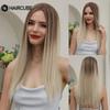 HAIRCUBE Длинные блондинки Ombre Прямые кружевные передние синтетические парики для женщин Ежедневный косплей Натуральные парики Парики из термостойкого волокна