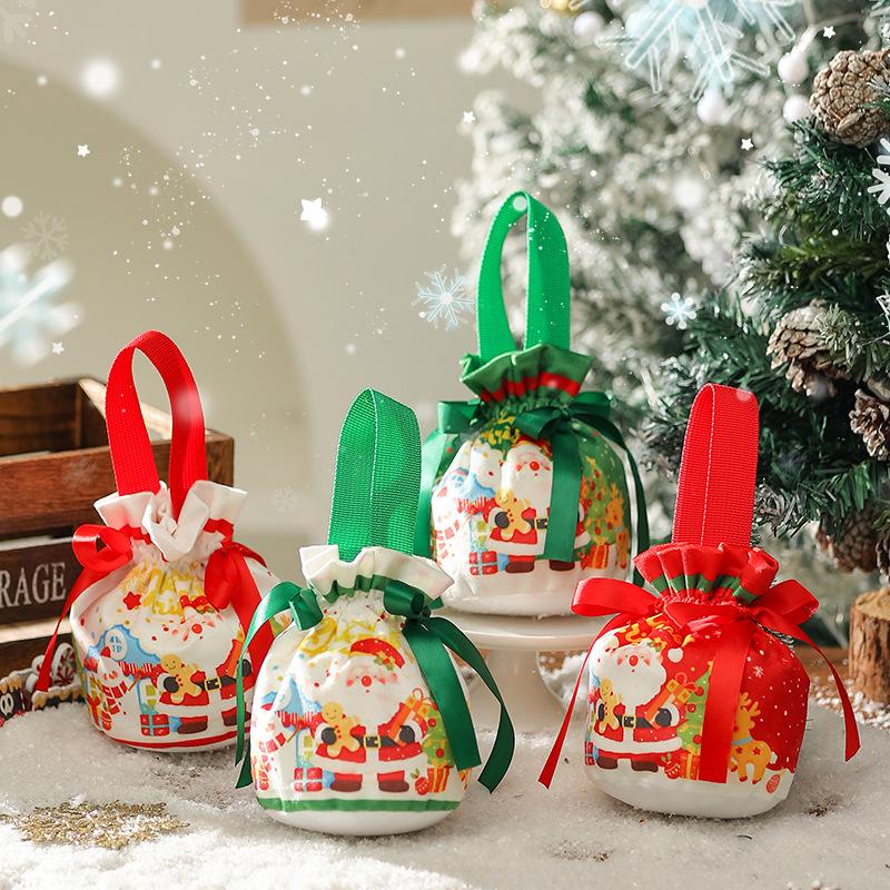 Креативный рождественский подарок 2025 года Коробка-яблоко и конфетный мешочек на шнурке, сумочка