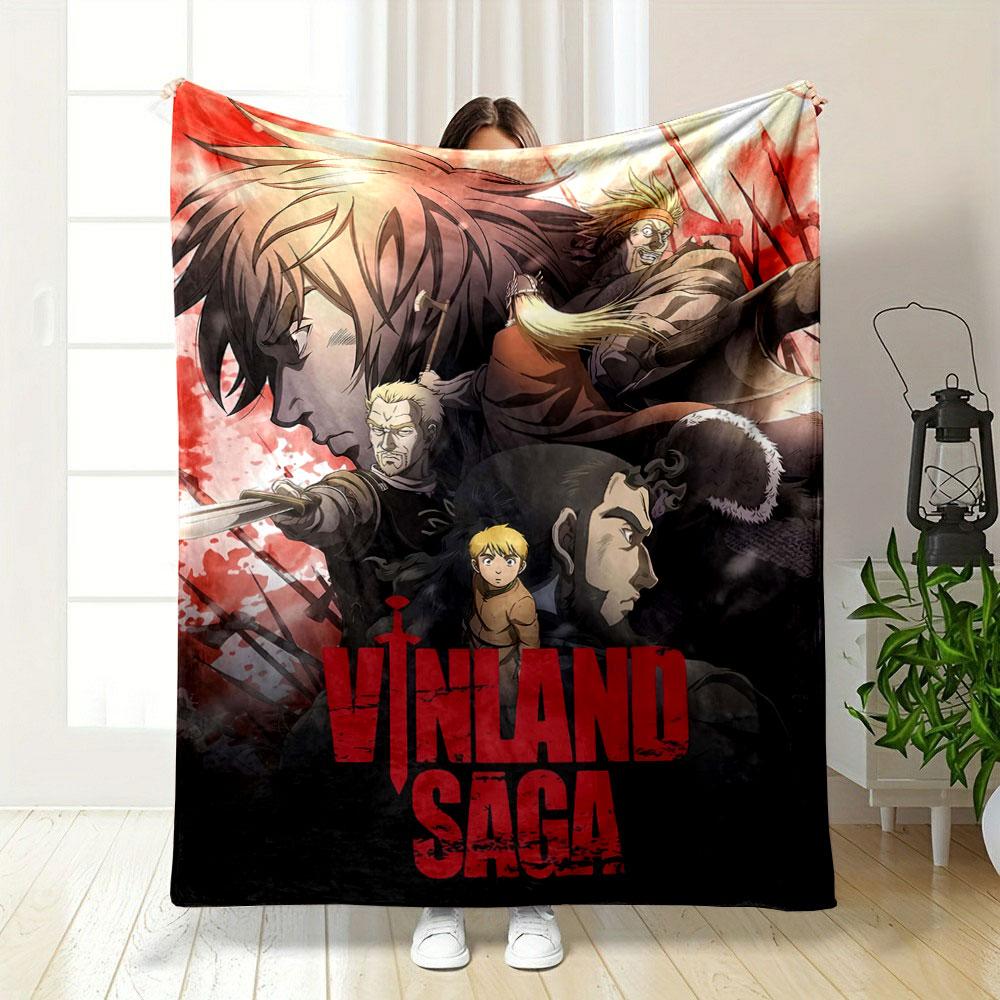 Dynamic Viking-themed characters in battle, with fiery and blood-stained hues. for all seasons blanket lunch break throw gift