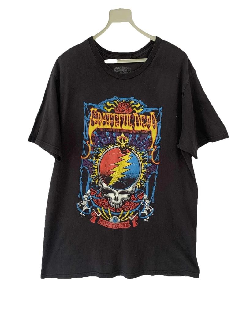 Grateful Dead Vintage Style T-Shirt Steal Your Face Graphic Black Tee Size L #77