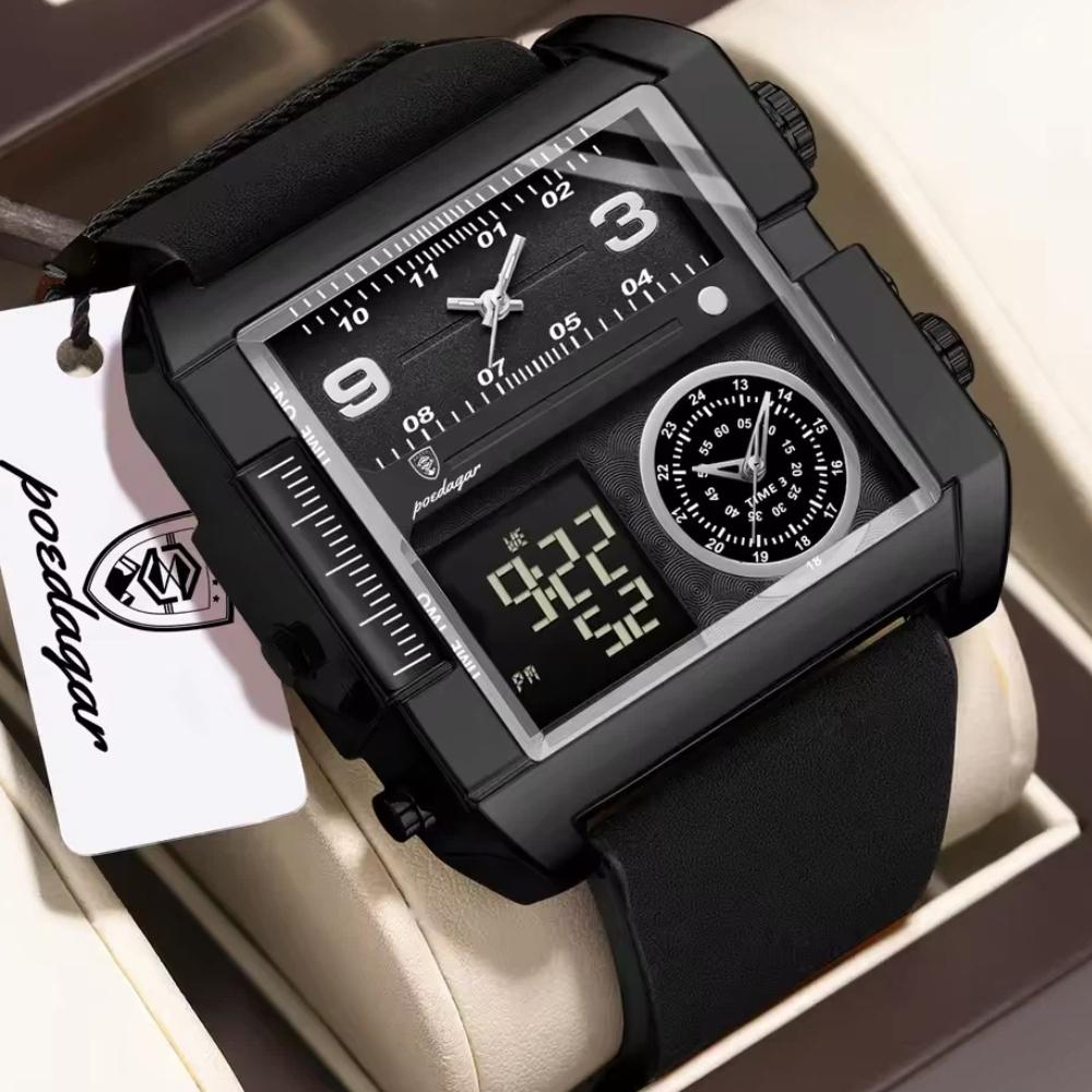 POEDAGAR Fashion Sports Digital Male Wristwatch Date Week Waterproof Luminous Casual Clock Electronic Quartz Watches