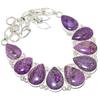 Purpurite Gemstone Handmade Ethnic 925 Silver Necklace 18" JCN367-50
