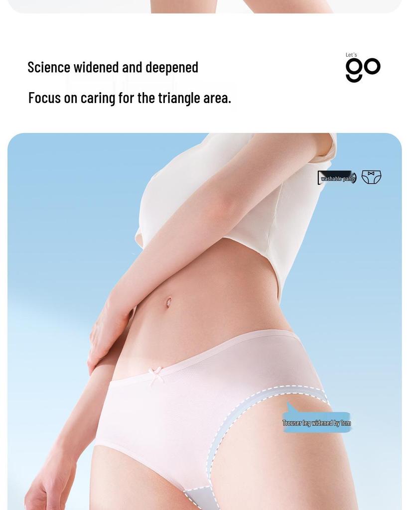 Freego Antibacterial Bow Cotton Women's Panties - Wash-Free, Pure Cotton, Triangle Design
