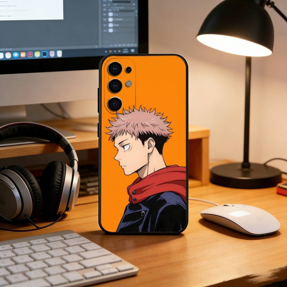 Чехол для телефона с аниме J-Jujutsu Kaisen Y-Yuji Itadori, Черный силиконовый, Мягкий, Для Samsung S25, S24, S21, S22, S23, S30, Ultra, S20, Plus, Fe, Lite