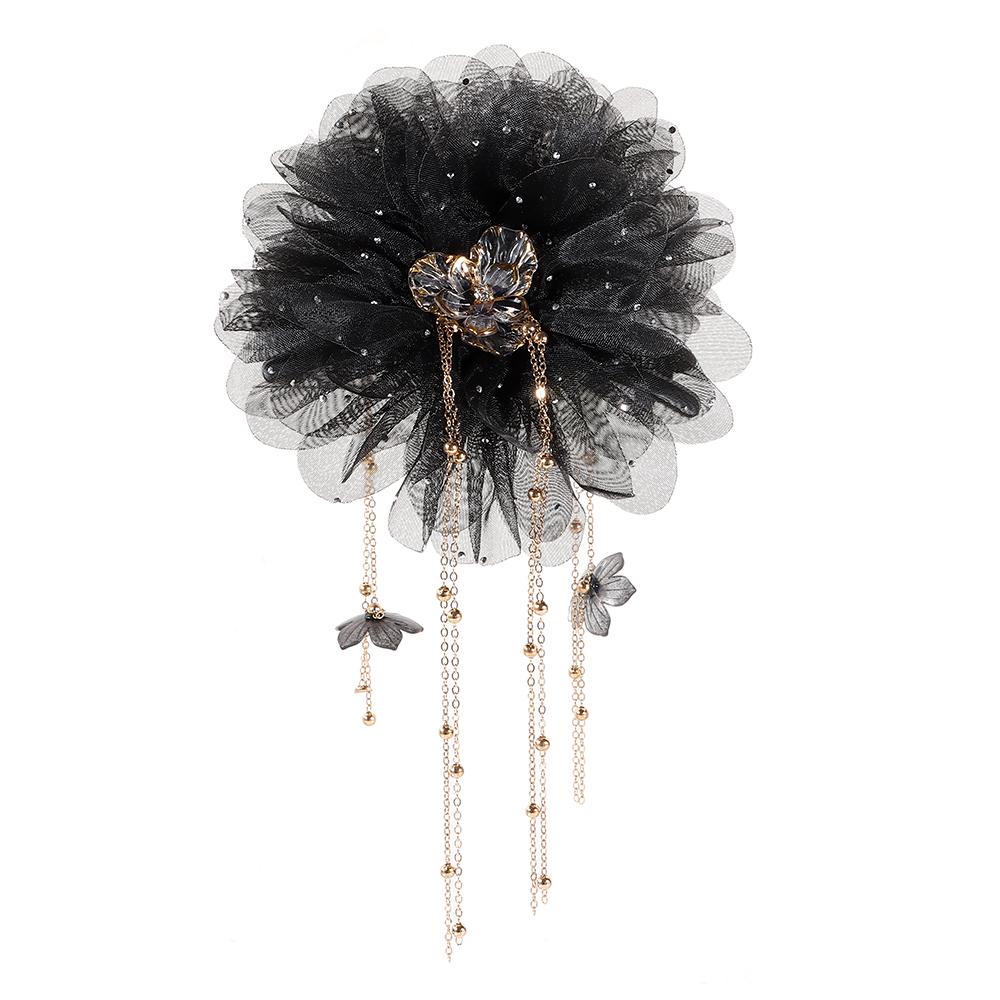 Tassel Shark Clip Peony Flower Hair Clip Temperament Flower Hairgrips Women