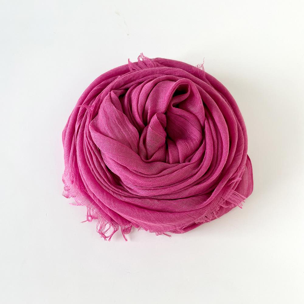 Solid Color Scarf Cotton and Linen Shawl Yarn Women's Summer Sunscreen Headscarf Retro Yarn Lengthened