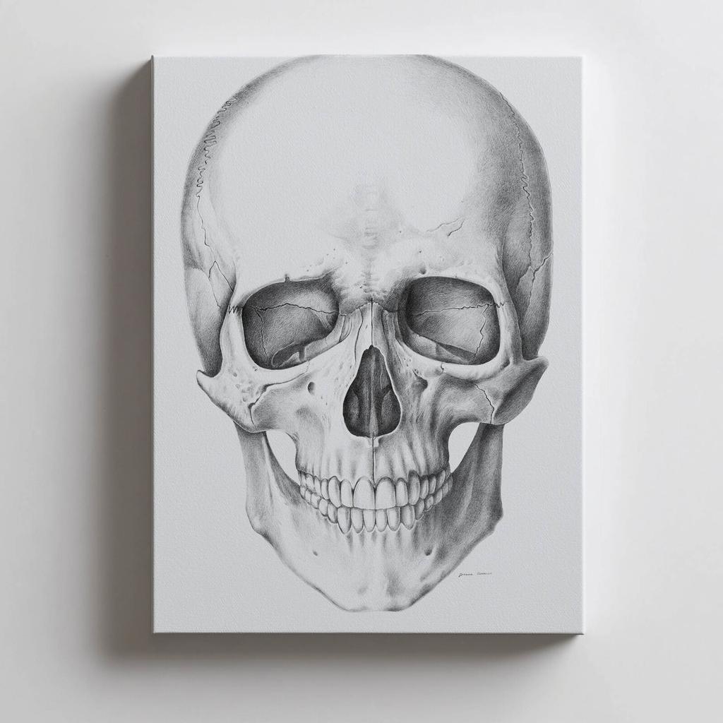 Czaszka (Front) - Plakat Anatomiczny Czaszka (Front) - Plakat Anatomiczny, 50X70 Cm, Bez Ramy, Płótno Premium Na Blejtramie