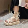 Fairy Wind Platform Heightening Sandals Women's Summer 2025 New Niche Design Cross-strap High-top Roman Shoes