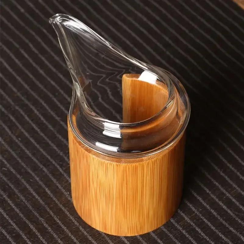 1 шт. Аксессуары для набора для чая Кунг-фу Стеклянный чайник-кувшин Чаша справедливости с бамбуковой трубкой Термостойкий диспенсер для чая Чахай Чайная посуда