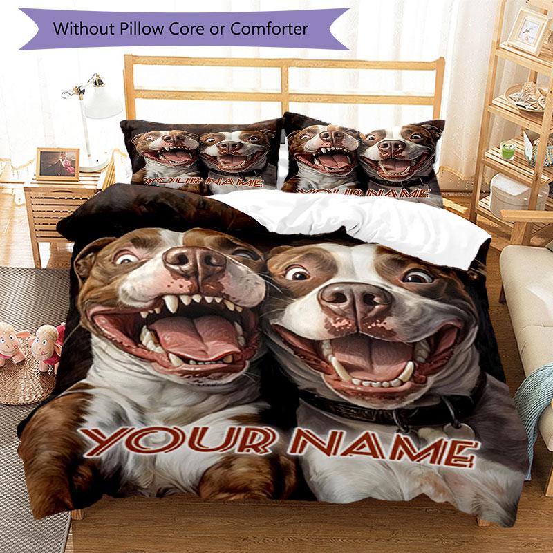 3PC Custom Name "Bold Dogs: Energy" Bedding Set Printed Bedding Set Duvet Cover Closure Includes 1 Duvet Cover & 2 Pillowcases for All Seasons Bedroom