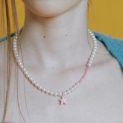 ВИНТАЖНОЕ ГОЛЛИВУДское Пастельное Звездное Бусины и Жемчуг Ожерелье_VH2335NE001B