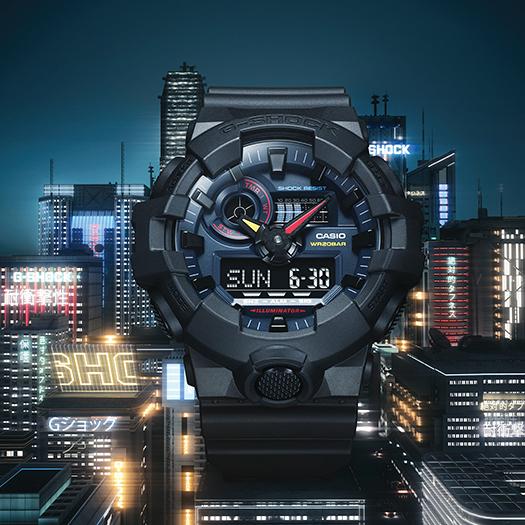 Casio Мужские кварцевые часы GA-700BMC-1A с аналоговым дисплеем, водонепроницаемостью 200 м, ударопрочностью, из полимерного материала