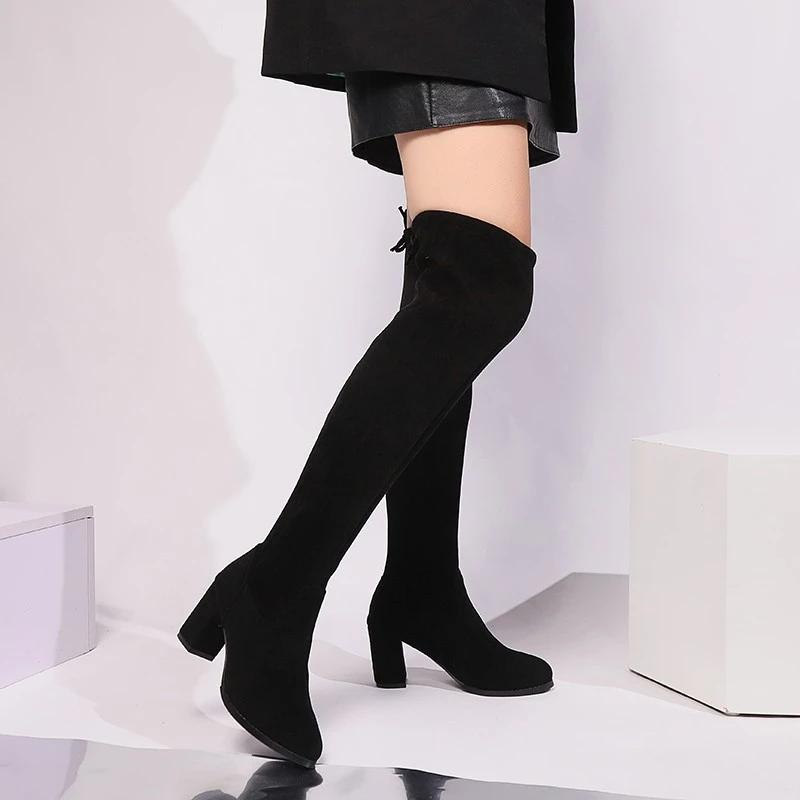 2024 года, хит продаж, новая универсальная женская обувь, сапоги выше колена, модные современные ботинки с перекрестной шнуровкой, новые, большого размера, однотонные