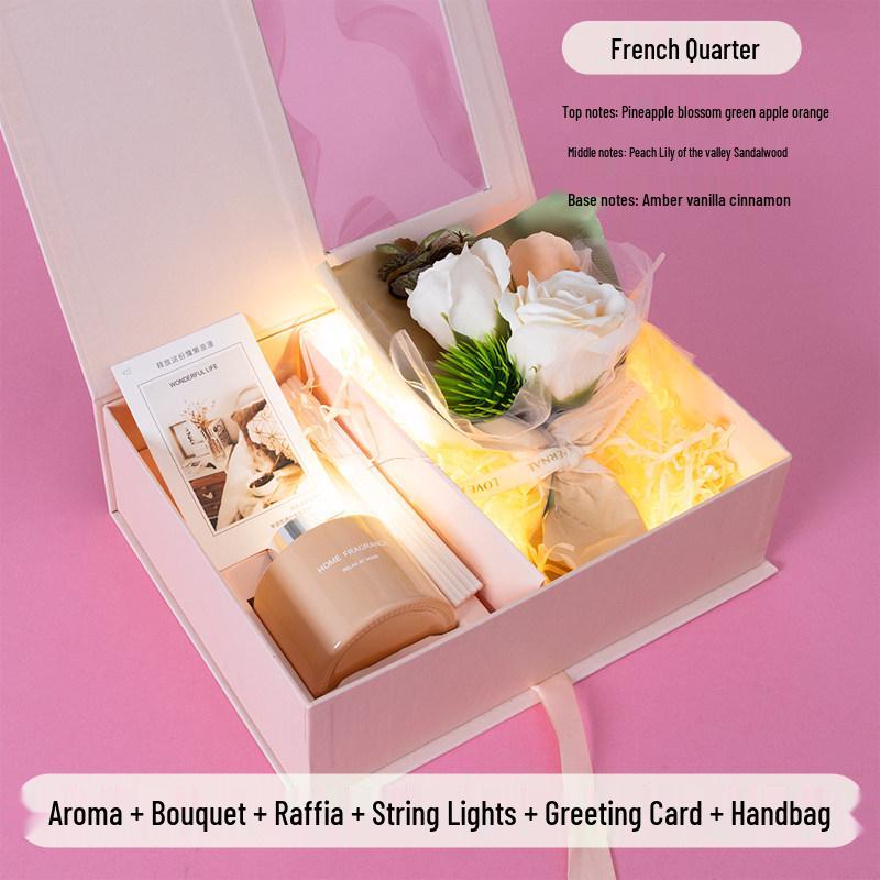 Practical Scented Gift Box with Carnation Rose Bouquet for Teacher's Day, Weddings, Birthdays, or Best Friends