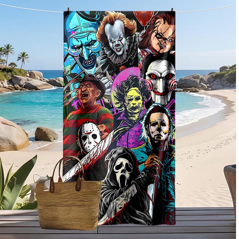 Screaming Horror Printed Quick Dry Beach Towel Super Absorbent Soft Lightweight Bath Towel for Pool Summer Travel