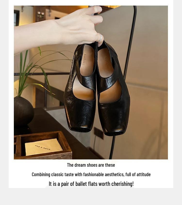 Grape Mom Studio Высококачественные лоферы из лошадиной кожи с квадратным носком и массивным каблуком для женщин - Осенний стиль