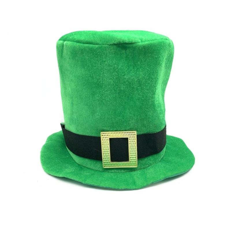 Green Irish Festival Hat with 6 Artificial Moustaches Beards Patricks Day Cosplay Hat for Men Women Festival Celebration