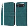 For iPhone 17 Air Case Wallet Skin-Touch Leather Imprinted Phone Cover with Wrist Strap