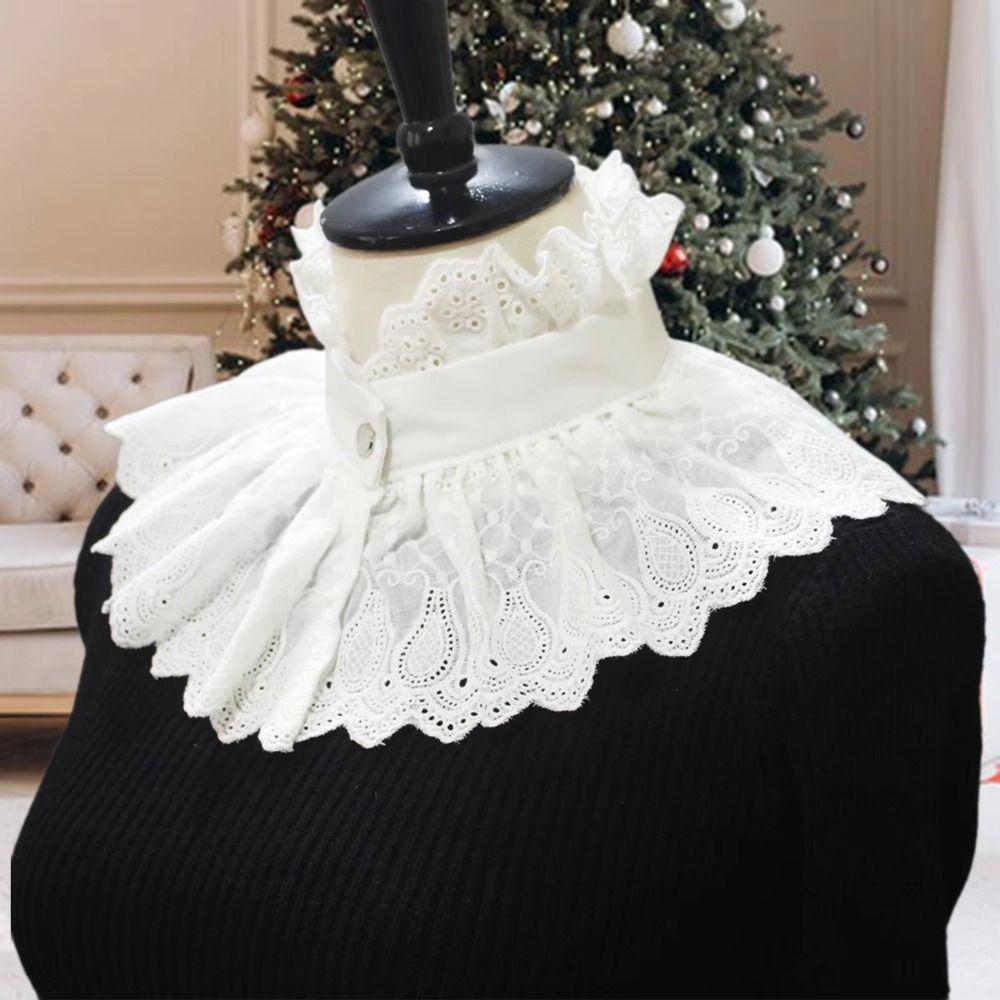 Hollow Embroidery Detachable Collar High Neck Embroidered Stand Collar Blouse Decoration