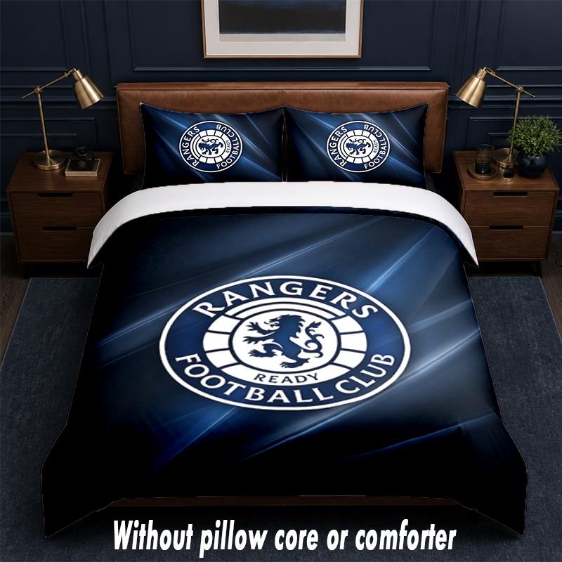 Rangers FC Design Bed Bedding Set 1 Duvet Cover + 2 Pillowcases Soft Breathable Household Bed Linens