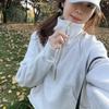 Женская флисовая толстовка LULU с высоким воротником и золотой молнией на половину - с длинным рукавом, свободного кроя, спортивная одежда/одежда для йоги