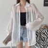 Chiffon Women Shirt Blouse Solid Color Female Loose Cardigan Casual Long Sleeve Top