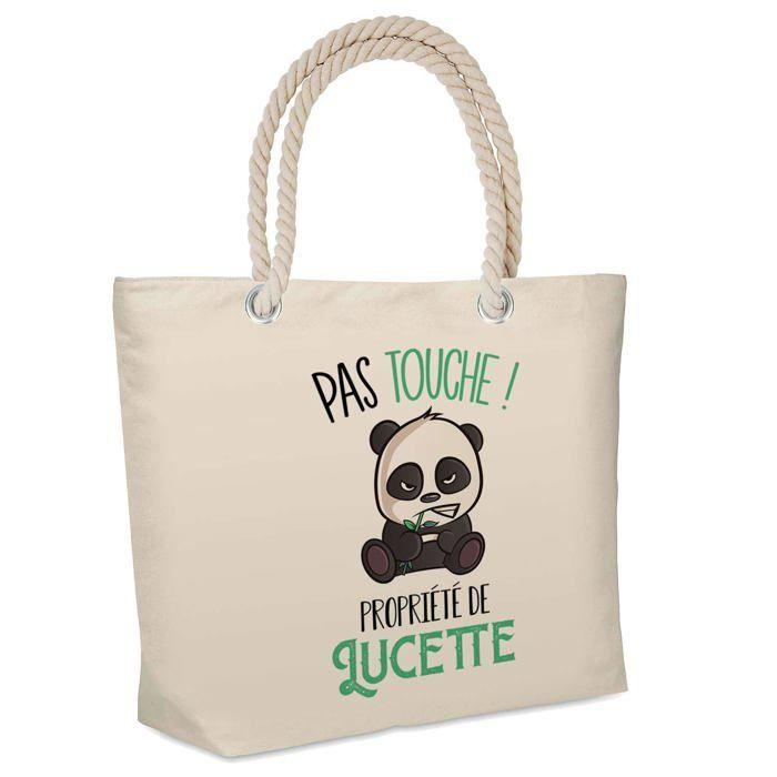 Sac de plage - PLANETEE - Lucette Pas Touche Panda - Coton - Motif Panda - Grande contenance