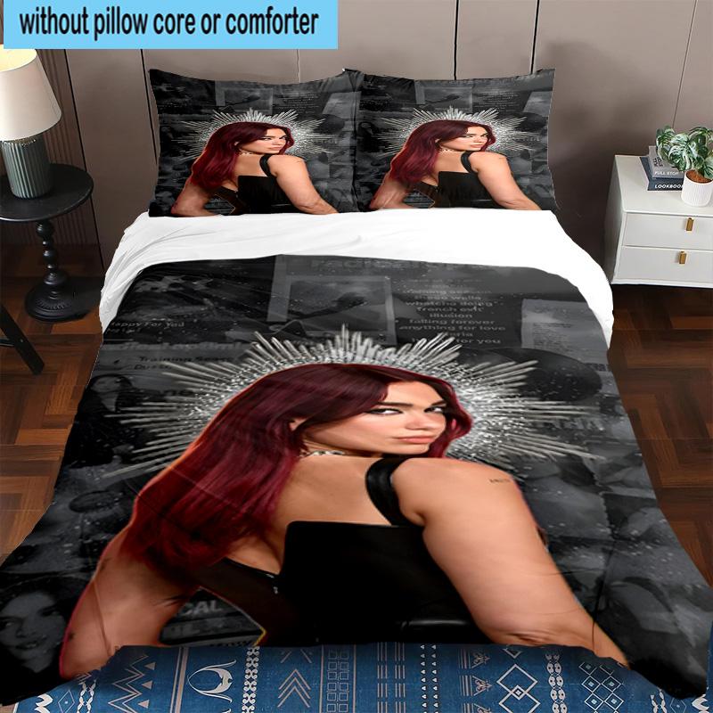 3PCS pop music Dua Lipa 3pcs Bedding,Including 3PCS Duvet Cover And 2pcs Pillowcases Perfect for Christmas,Ideal for Bedroom, Dormitory