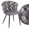 Velvet Chair, Interwoven, Grey, Minimalist, Black Frame, Furnitex