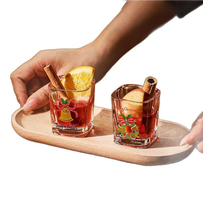 Yan value household water cup new net celebrity christmas cup cartoon Shochu glass glass creative gift box set