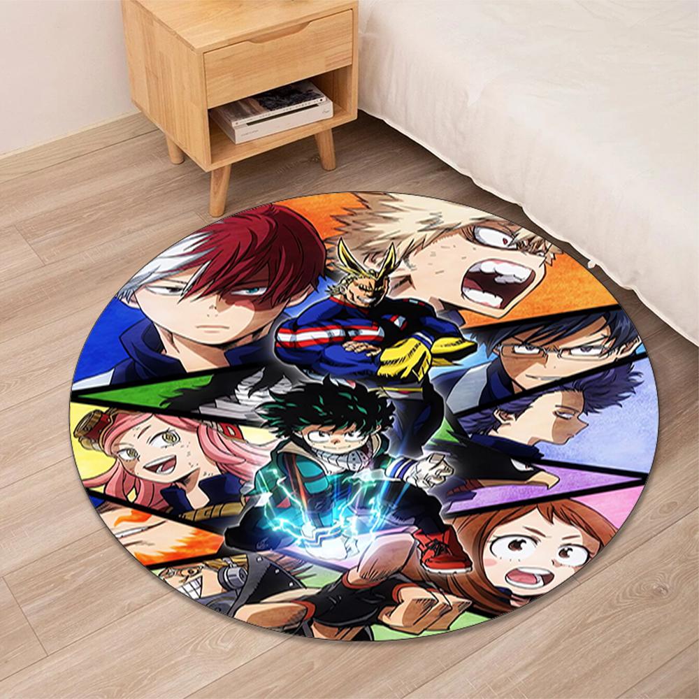 Круглый ковер с принтом My Hero Academia, коврик для стула, ковер для гостиной, коврик для прихожей, коврик для входной двери, для офисного стула, гостиной, спальни, кухни.