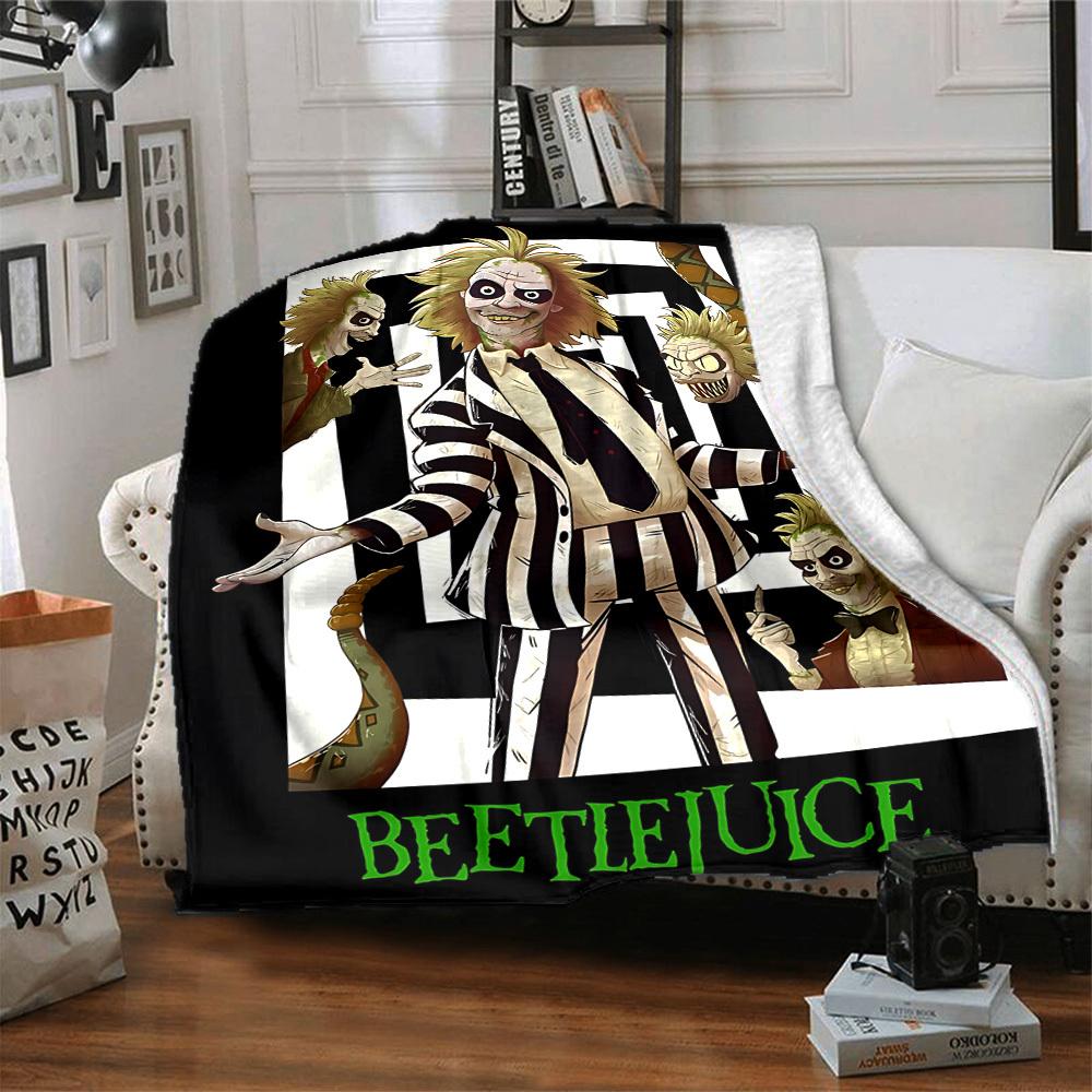 1pc Beetlejuice Blanket Lightweight Flannel Throw For Sofa, Bed, Travel, Livingroom, Office, Couch, Chair, And Bed