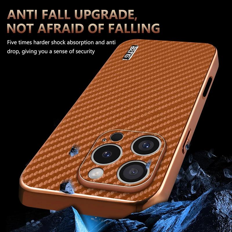 Для iPhone 16 15 14 13 12 11 Pro Max Роскошные кожаные чехлы для телефонов с узором из углеродного волокна для iPhone 16 Pro Защитная задняя крышка