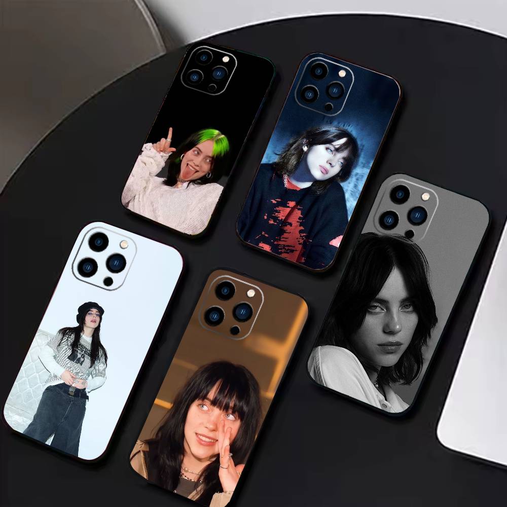Чехол для телефона с изображением певицы Билли Айлиш для iPhone 16, 15, 14, 13, 12, 17, Pro Max, Plus, силиконовый, черный