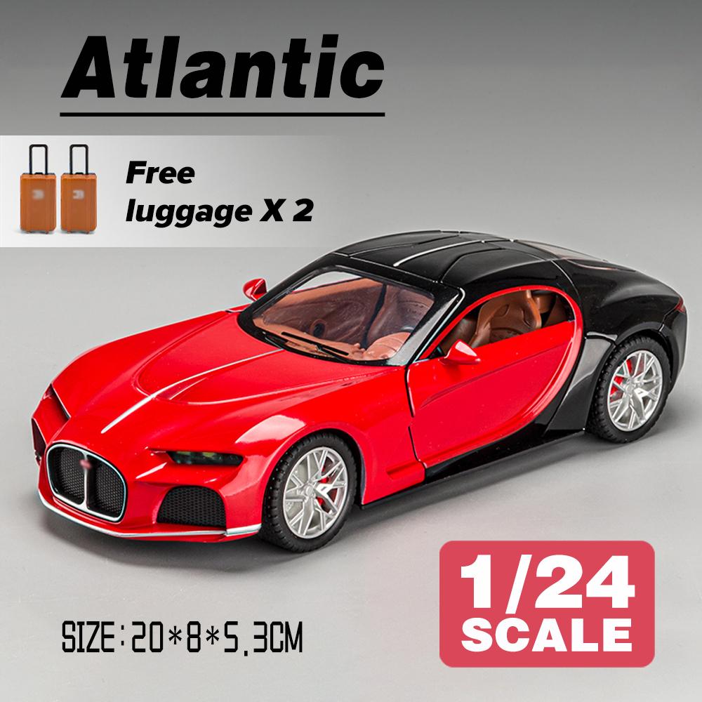 1/24 масштаб Bugatti Atlantic Supercar, литая под давлением модель автомобиля, игрушечный автомобиль с откатным механизмом со звуком и светом для детей, коллекция подарков для мальчиков и девочек