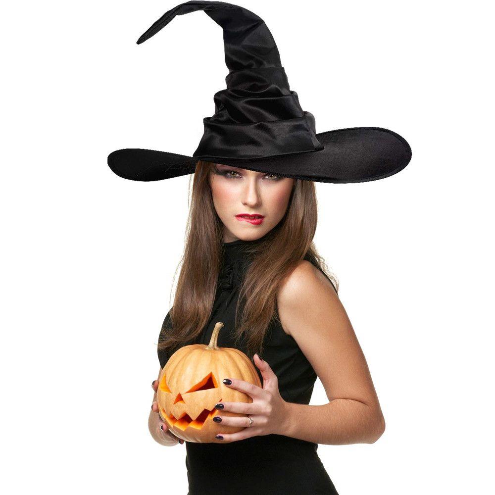 Women Men Pointed Top Fancy Dress Wizard Cap Halloween Witch Hat Devil Headgear Party Costume