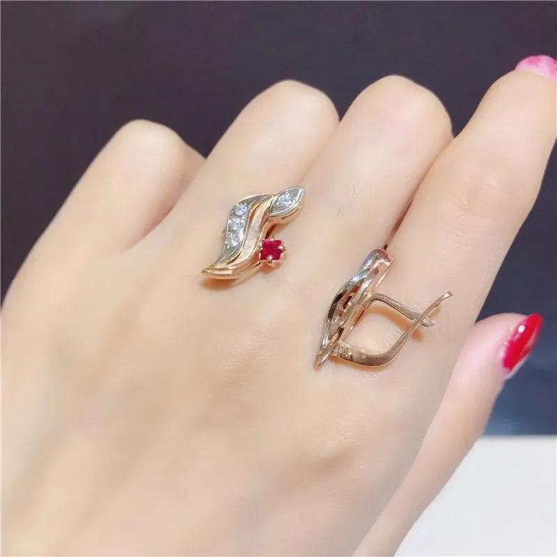 Классические художественные серьги-рубины для женщин, красные драгоценные камни, стильные, смелые геометрические серьги-заявления, украшения для официальных мероприятий