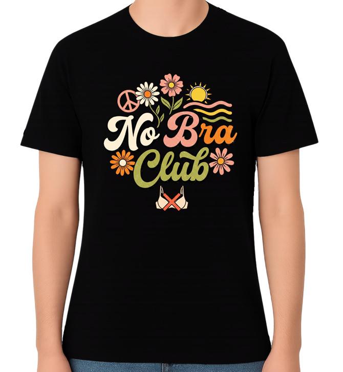No Bra Club Retro Floral Feminist Unisex Graphic T-Shirt Free Spirit Boobs Tee
