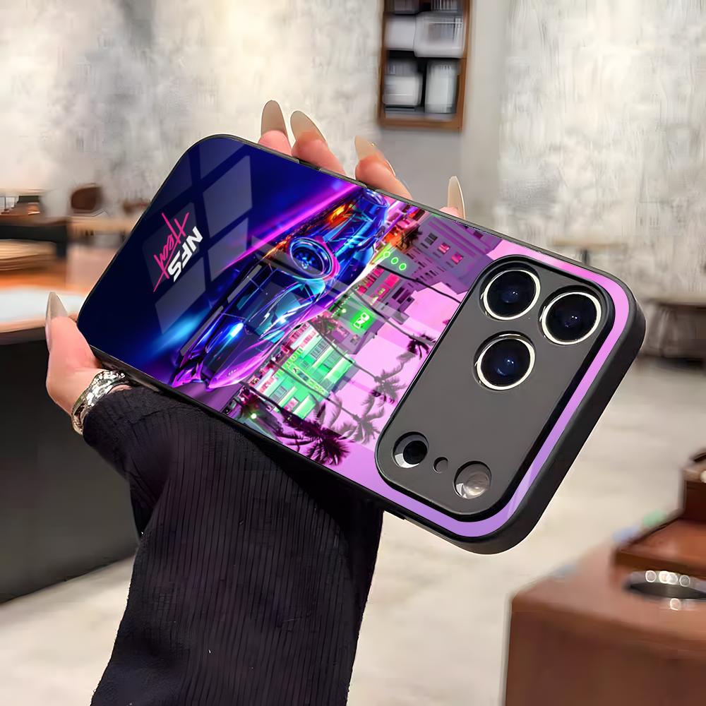 Чехол для телефона Need For Speed для iPhone 17 Air 16 E Pro Max 15 14 13 Mini 12 Pro 11 Max Plus Черное Стеклянное Покрытие