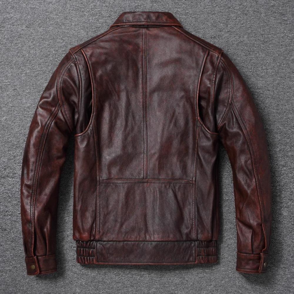 Китайский размер мужская кожаная куртка широкая грудь большой размер мягкий настоящий воловья кожа летный костюм короткий свободный крой