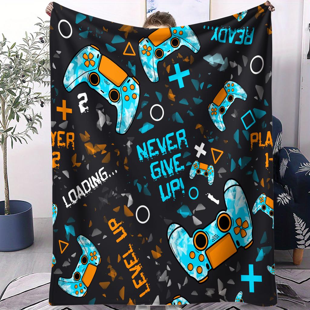 Cartoon game controller singlesided digital printing soft blanket office sofa comfortable decoration