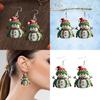 Christmas Themed Snowman Pattern Women Acrylic Earrings For Holiday Style