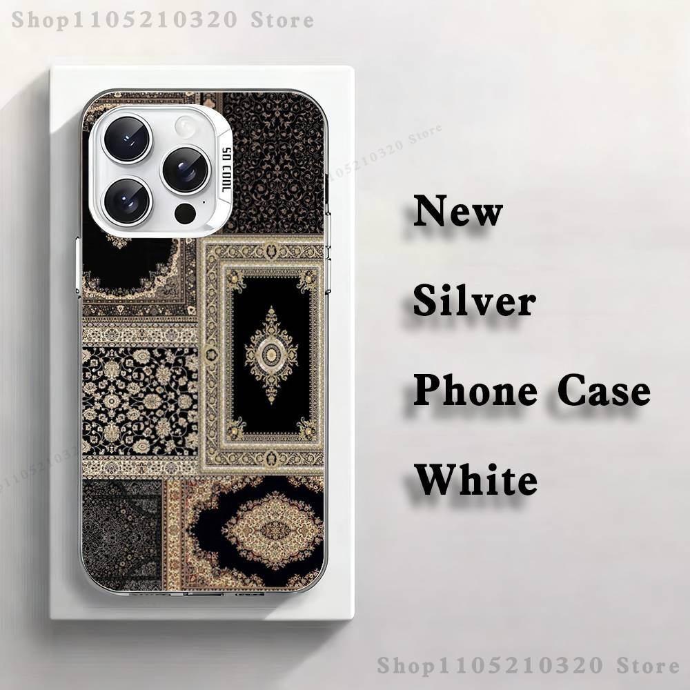 Arab Persian Carpet Floral Phone Case For iPhone 17,16,15,14,13,12,11,Pro,Max,Plus,Mini,XS,SE Anti Fall White Matte Hard Bumper