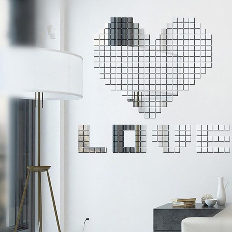 100 шт./лот 2x2 см Мини Квадратные Стеклянные Зеркальные Мозаичные Плитки Для Стен Ванной Комнаты DIY Домашний Декор Поделки Настенные Художественные Декоры