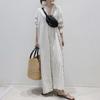 2024 New Cotton-Linen Striped Loose Fit Dress - Large Size, Elegant Design