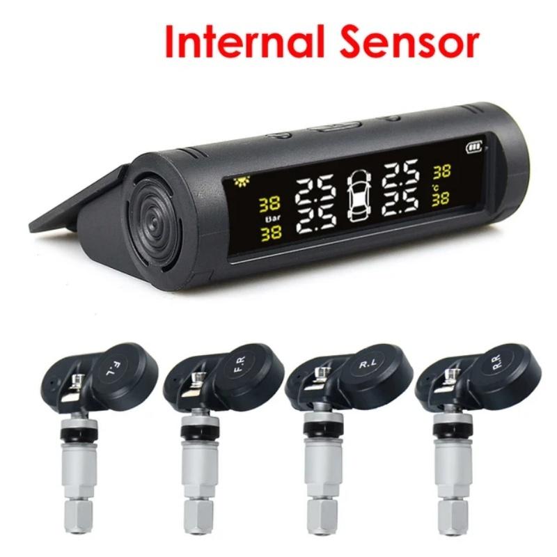 Новая Солнечная Система Мониторинга Давления в Шинах Автомобиля TPMS Сигнализация 4 Колеса Внутренний Внешний Датчик Шины Предупреждение о Температуре